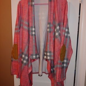 Plaid open cardigan